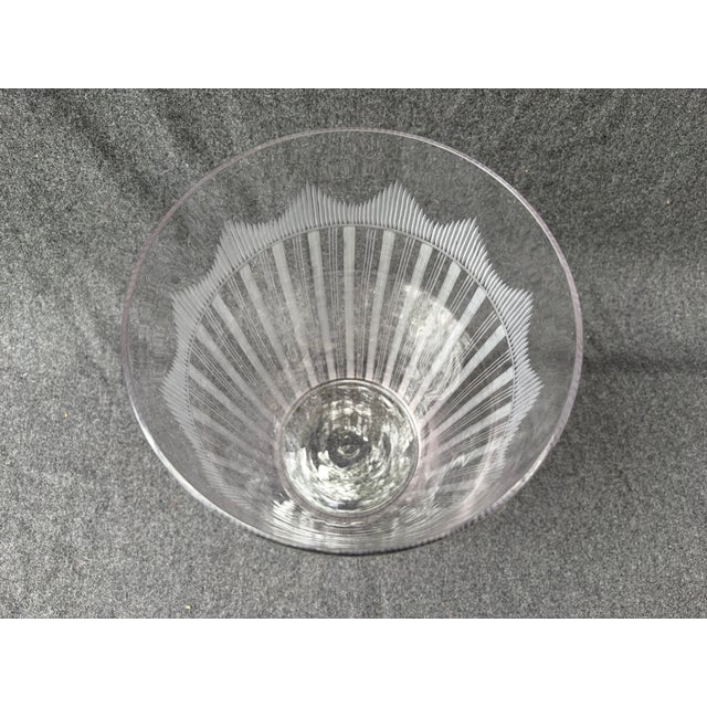 Glass Large Vintage Clear Ethed Crystal Vase For Sale - Image 7 of 18