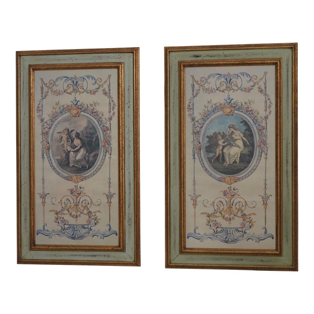 Pair French Style Classical Framed Wall Art For Sale