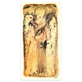 Arturo Peyrot, Angel Singing, China Ink and Watercolor, 1979 For Sale