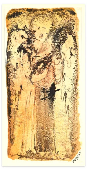 Arturo Peyrot, Angel Singing, China Ink and Watercolor, 1979