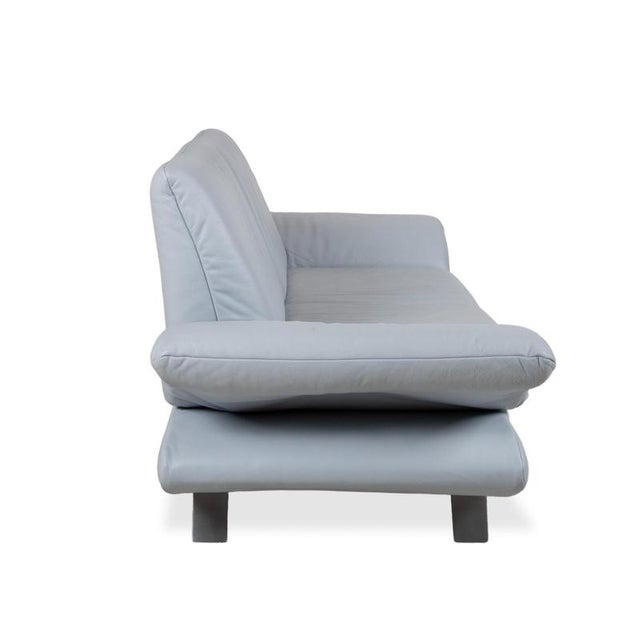 Leather Three-Seater Blue Ice Blue Manual Function Sofa by Koinor Rossini For Sale - Image 13 of 16