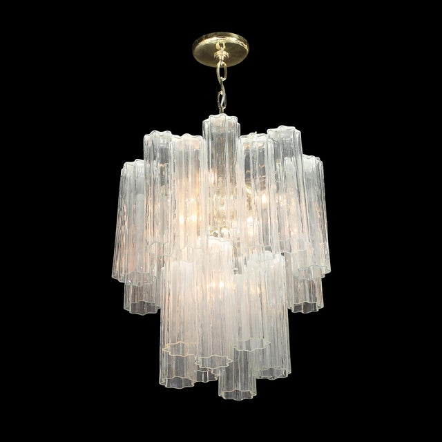 Mid-Century Modernist Murano Glass Tronchi Chandelier W/ Brass Fittings For Sale - Image 15 of 18