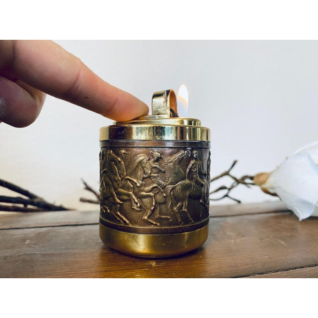 Vintage Rotary Ashtray, Cigarette Dispenser and Lighter with Brass Decoration by Erhard & Söhne, 1960s, Set of 3 For Sale - Image 17 of 18