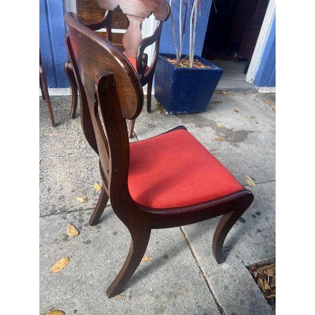 Share Set of 6 Antique Regency Style Mahogany Dining Chairs, Vase Shape Splats For Sale - Image 4 of 6