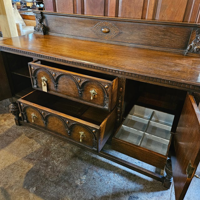 Late 19th Century English Oak Renaissance Revival Carved Sideboard For Sale - Image 10 of 11