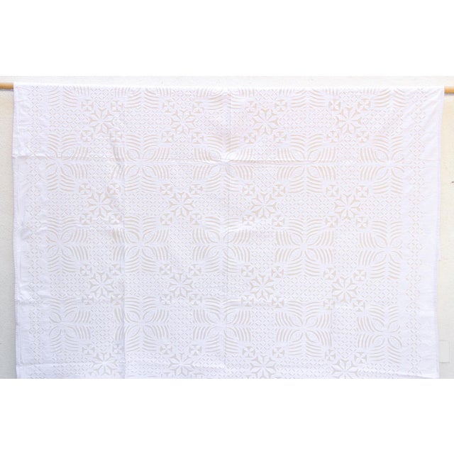 Boho Chic Morning Glory Handmade White Applique Bedcover For Sale - Image 3 of 7