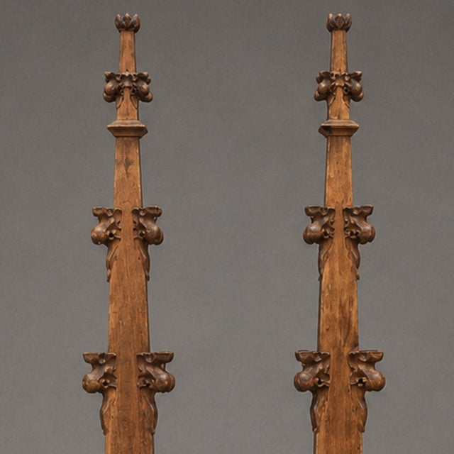 19th Century French Carved Oak Church Spire (Set of 2) For Sale - Image 4 of 5