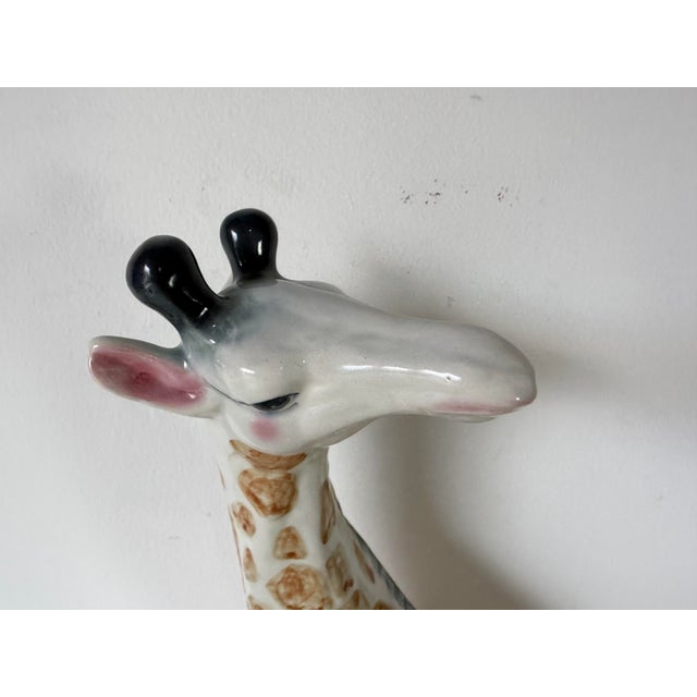 1980s Vintage Hand-Painted Ceramic Giraffe Sculpture For Sale - Image 9 of 12