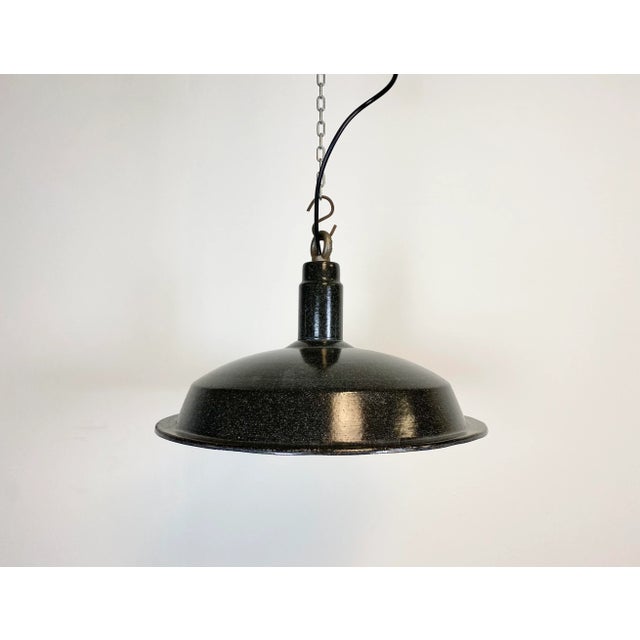 Industrial Dark Gray Enamel Hanging Lamp, 1950s For Sale - Image 11 of 11
