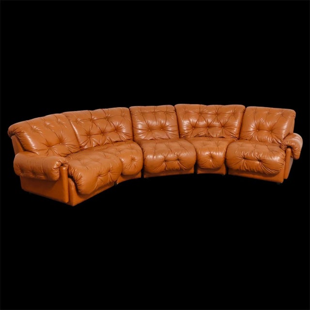 Modular Corner Sofa in Cognac Leather in the style of Afra and Tobia Scarpa, 1970s, Set of 5 For Sale - Image 12 of 12