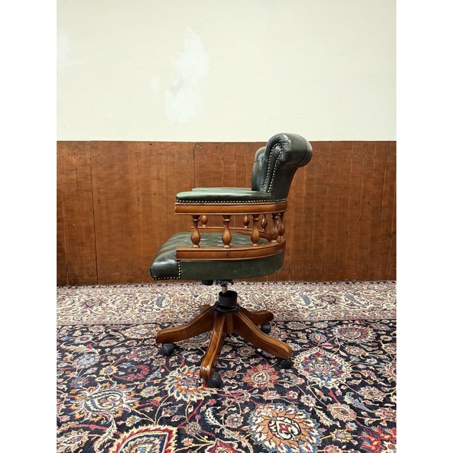 English Chesterfield Office Chair For Sale - Image 3 of 8