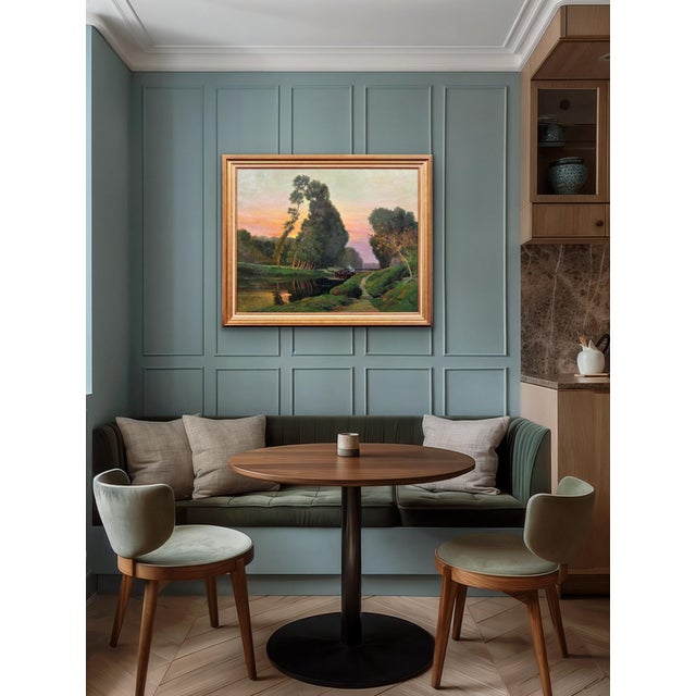 Claudia Bret-Charbonnier, A Barge Carrying Barrels of Wine on the Canal du Midi, 1920s, Oil on Canvas, Framed For Sale - Image 18 of 18