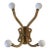Vintage Brass and White Porcelain 4-Hook Wall Mount Coat or Hat Hanger For Sale