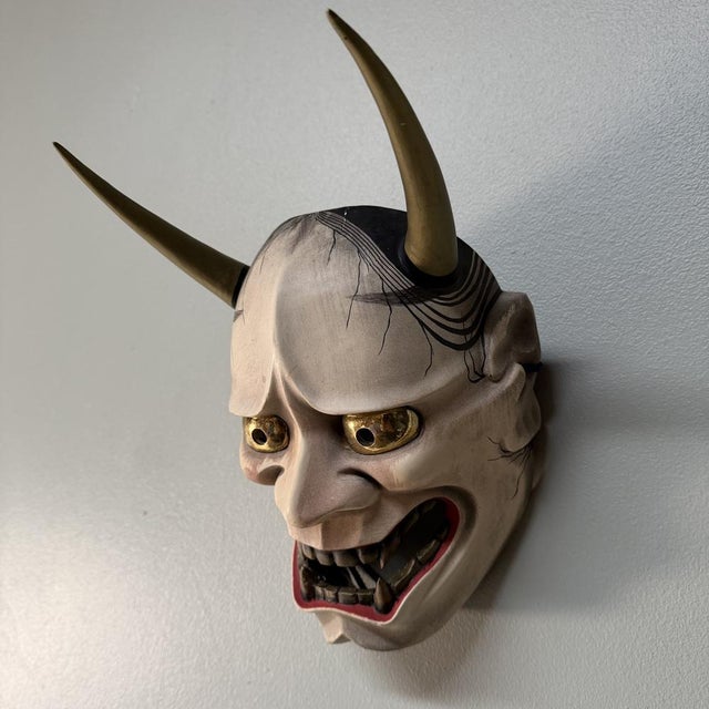 Contemporary Wood and Polychrome Decorative Hannya Mask, Japan, 1990s For Sale - Image 3 of 12