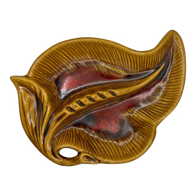 Vintage Mid Century Maurice of California Brown & Orange Ashtray For Sale