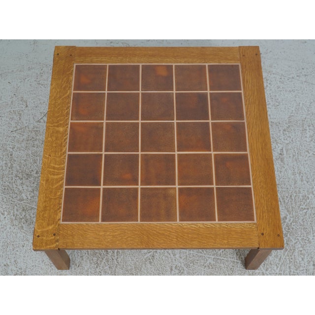 Mission Stickley Mission Oak Tile Top Coffee Cocktail Table For Sale - Image 3 of 14