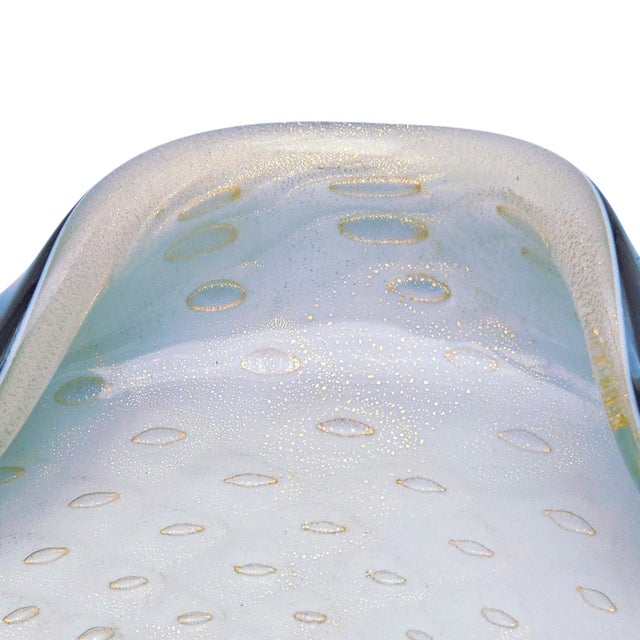 Mid-Century Modern Vintage Murano Bullicante Art Glass Console Bowl Attributed Alfredo Barbini 10" For Sale - Image 3 of 17