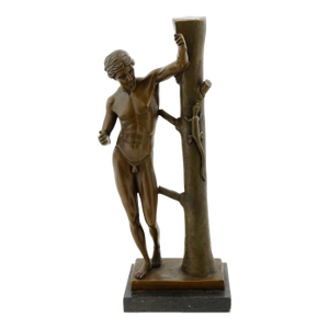 Bronze Sculpture Nude Male Figure, 21 In.,19th Century Casting