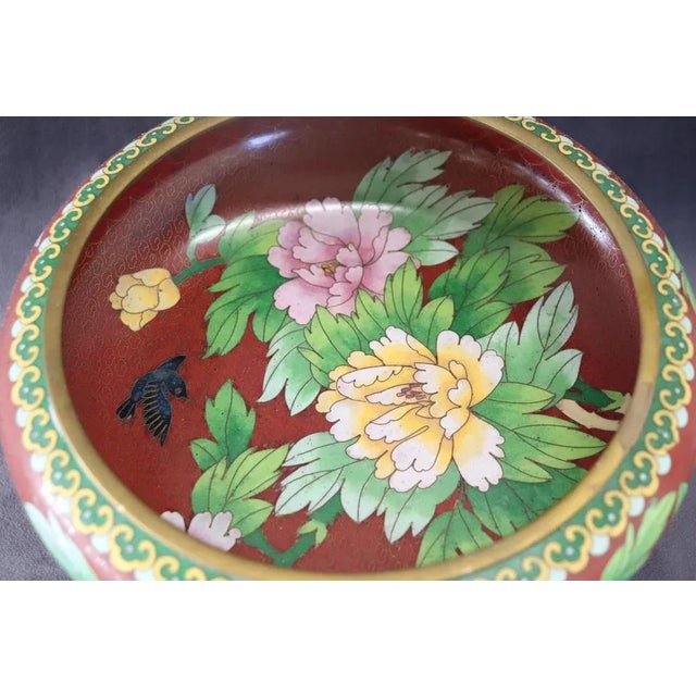Cloisonne Bowl on Wooden Stand, 1980s, Set of 2 For Sale - Image 4 of 12