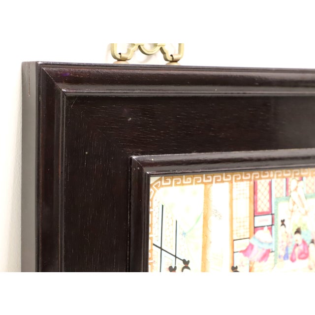 Mid 20th Century Hand Painted Porcelain Japanese Framed Wall Art Pair