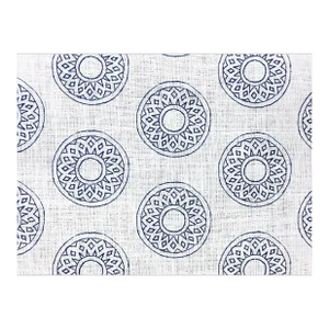 Alex Conroy Textiles Small Gujarat Indigo Navy Blue White Medallion Linen Fabric