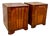 Art Deco Nightstands in Walnut Root Veneer with Conical Columns, 1930s, Set of 2 For Sale