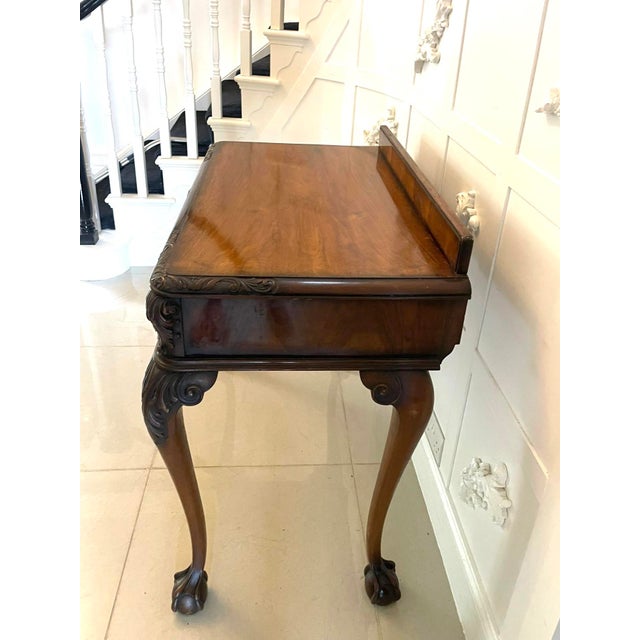 Early 20th Century Carved Burr Walnut Hall/Console Table by Maple and Co., 1920s For Sale - Image 3 of 10