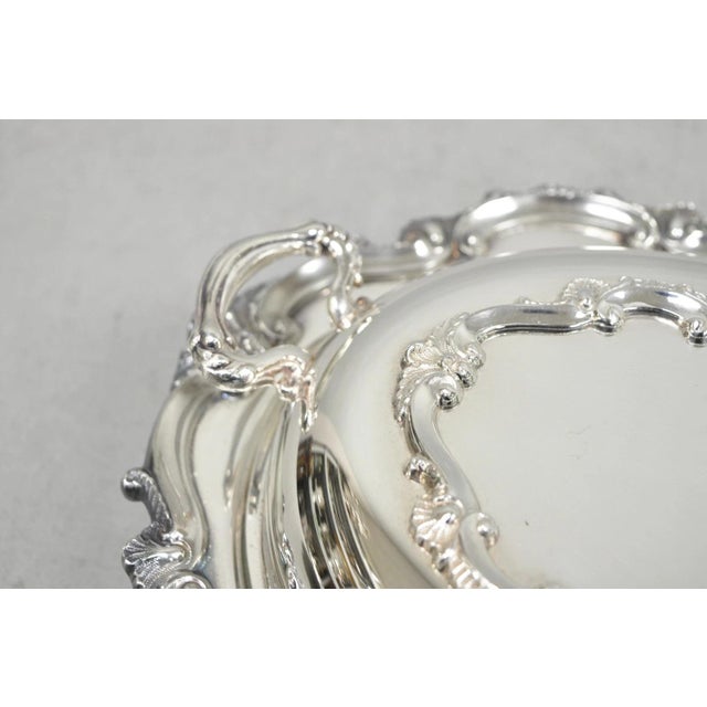 Vintage Victorian Silver Plated Covered Vegetable Serving Dish With Glass Liner For Sale - Image 4 of 13