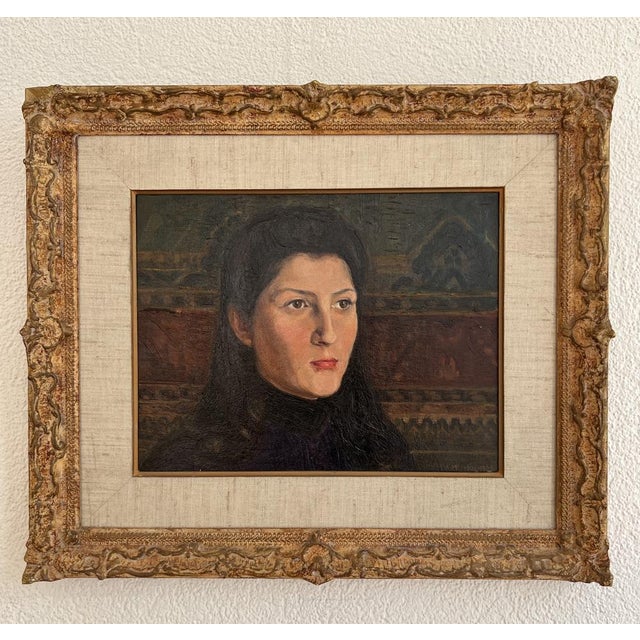 Charles Alexandre Mairet, Portrait de jeune femme, Oil on Cardboard, Framed For Sale - Image 12 of 12
