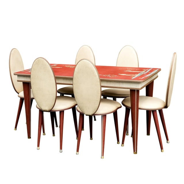 Mid-Century Modern Dining Table & Six Chairs by Umberto Mascagni, Italian, 1950 For Sale - Image 13 of 13