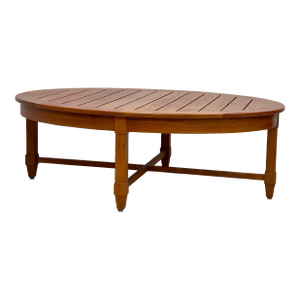 Indoor/Outdoor Teak Oval Cocktail Table – 48” Slatted Top
