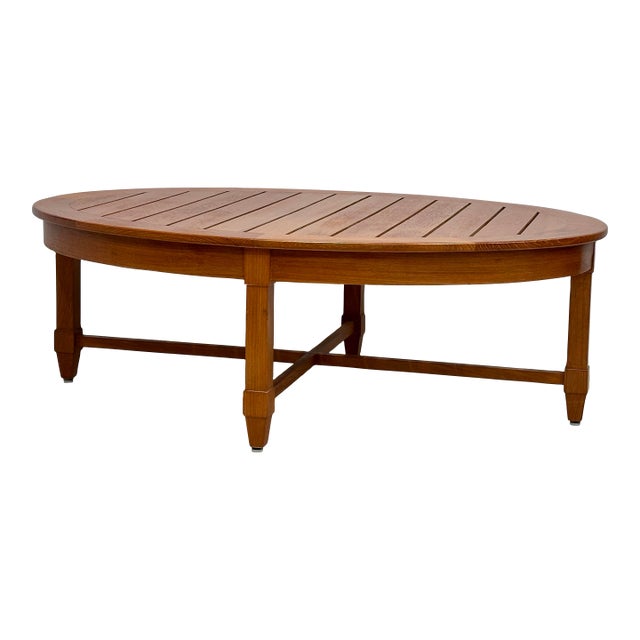 John Hutton for David Sutherland Teak Oval Outdoor Cocktail Table For Sale