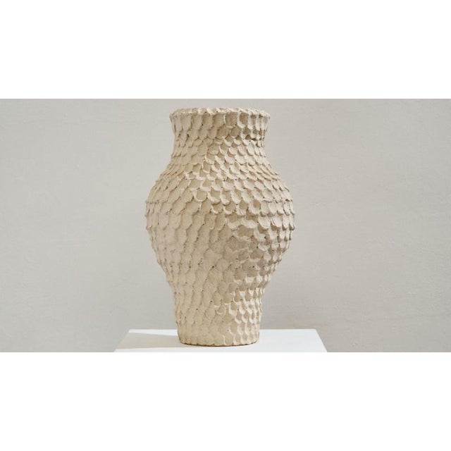 La Sirene Beige Sandstone Vase by Lou Thomas Dimensions: ⌀ 38 x H 26 cm Materials: Beige sandstone "Drawing on her...