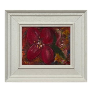 Ameryllis Study 3 - Miniature Abstract Floral Canvas Art by Contemporary Artist 2005 For Sale