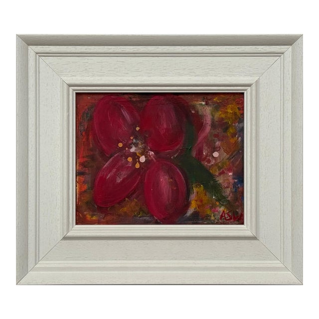 Ameryllis Study 3 - Miniature Abstract Floral Canvas Art by Contemporary Artist 2005 For Sale