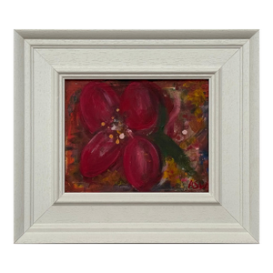 Ameryllis Study 3 - Miniature Abstract Floral Canvas Art by Contemporary Artist 2005