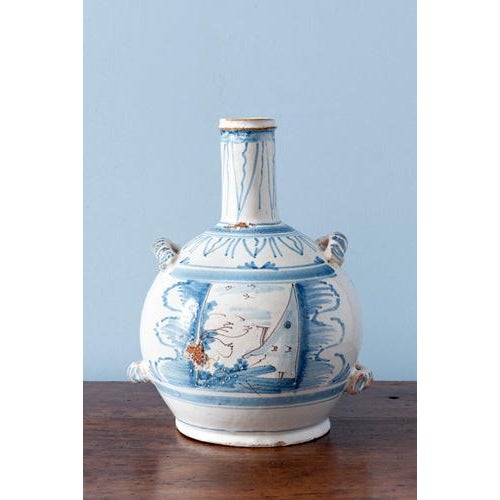 Blue and White Faience Bottle from Nevers, 18th Century For Sale - Image 10 of 10