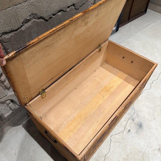 Vintage Woven Rattan or Wicker Storage Trunk Blanket Chest Mid Century For Sale - Image 11 of 15