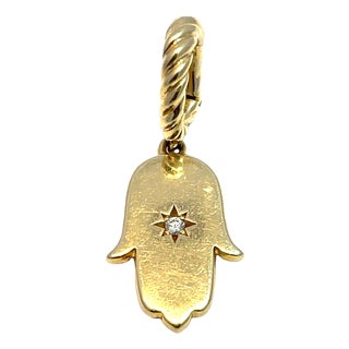 David Yurman 18k Yellow Gold Hamsa Pendant With Diamond Center For Sale