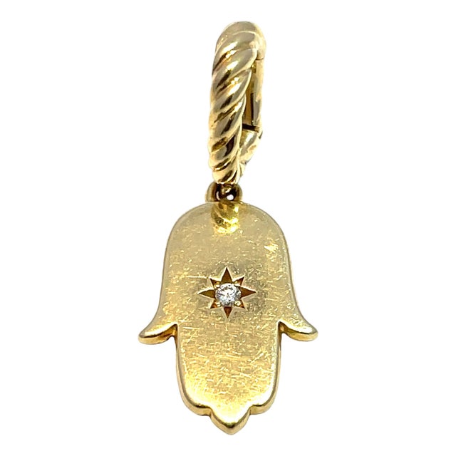 David Yurman 18k Yellow Gold Hamsa Pendant With Diamond Center For Sale