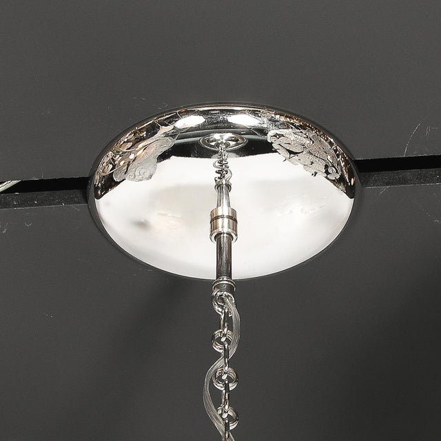 Glass Modernist Hand-Blown Murano Mercury Glass Pendant Chandelier W/ Chrome Fittings For Sale - Image 7 of 16