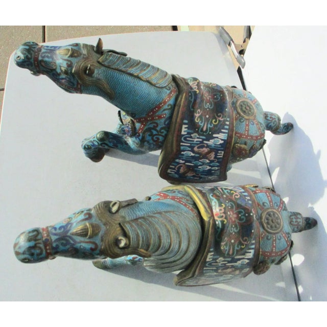 Vintage 1960s' Chinese Enamel Horses - a Pair For Sale - Image 10 of 11