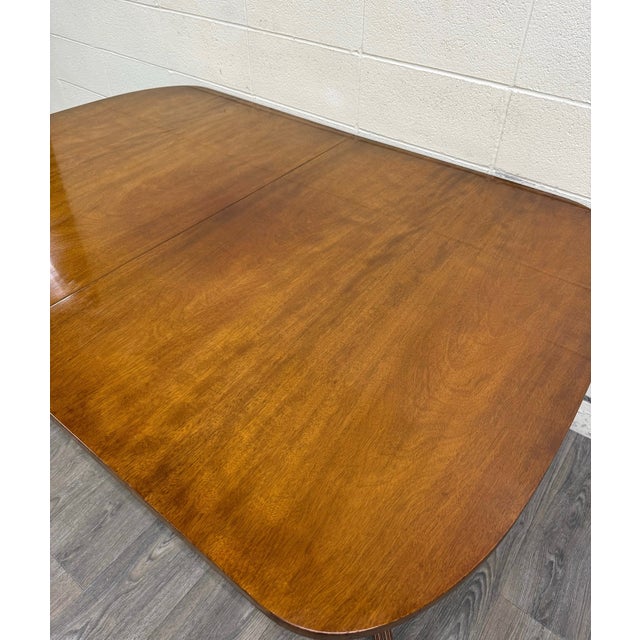Vintage Georgian Regency Revival Mahogany Double Pedestal Dining Table For Sale - Image 11 of 11