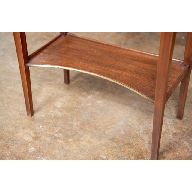 Pair of French Nightstands or Bedside Tables of Mahogany With Inset Marble Tops For Sale - Image 12 of 12