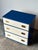 Campaign 1970s Vintage Blue & White Lacquered Campaign Chest of Drawers For Sale - Image 3 of 17