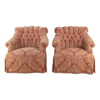 Pair of Vintage Michael Taylor Tufted Armchairs, Circa 1980 For Sale