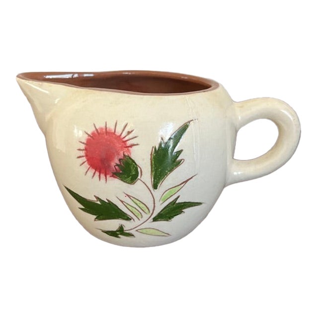 Vintage Stangl Thistle Creamer Pitcher – Hand-Painted American Pottery For Sale