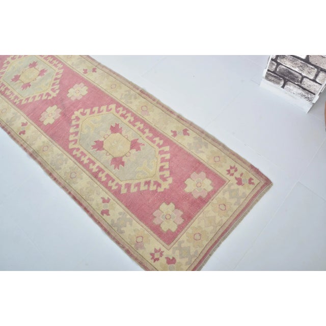Art Deco Anatolian Oushak Handmade Wool Natural Turkish Runner For Sale - Image 3 of 11