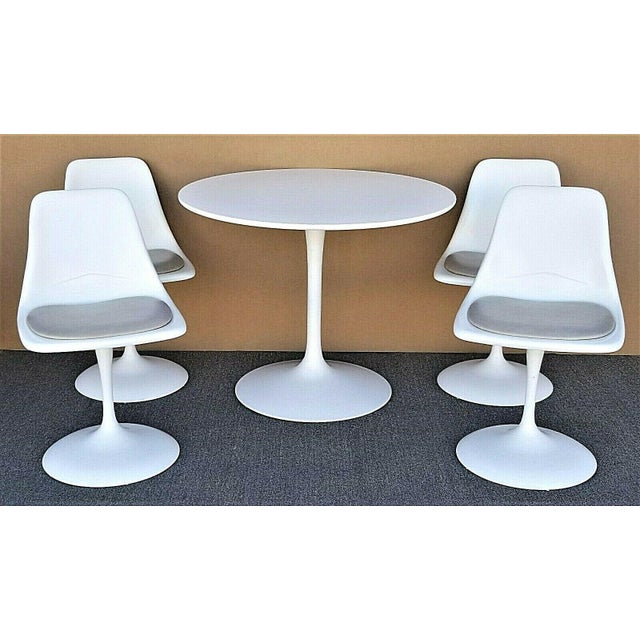 Vintage Mcm Knoll Eero Saarinen Style Tulip Swivel Dining Table Chairs 5 Piece Chairish