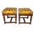 This is a unique pair of antique French, Pierre Frey Upholstered, Louis XIII style oak ottoman stools. They feature a...